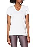 Under Armour Women's Tech V-Neck Short-Sleeve T-Shirt , White (100)/Metallic Silver , Medium