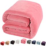 Luxury Fleece Blanket by Shilucheng Super Soft and Warm Fuzzy Plush Lightweight King Couch Bed Blankets - Pink