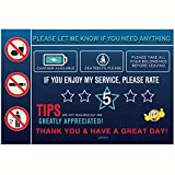 Rideshare Accessories Rating Tips Sign - Window Car Taxi Driver 5 Stars Tipping Appreciated Cling Decal Reusable Removable Windows Display Vehicle for Automotive Accessory