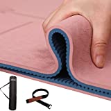 KORCANE 8mm Yoga mat for women with bag and yoga matt band, 1/3" extra thick light weight pink yoga exercize mat, workout mats for home exercise