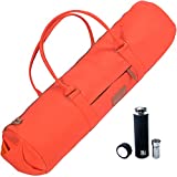 Yoga mat carrier - Yoga Bag for 24 inches width and 1/4 or 1/3 inches thick mat + 15 oz Reusable Coffee / Tea Tumbler! Double Zipper and outside pockets CARRY BAG, FOR yoga accessories!