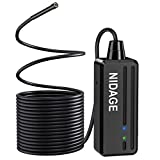 Wireless Endoscope, NIDAGE 5.5mm 2MP WiFi Borescope 1080P HD Semi-Rigid Snake Camera for iPhone Android, Tablet, Motor Engine Sewer Pipe Vehicle Inspection Camera(11.5FT)