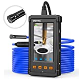 Oiiwak Dual Lens Borescopes Inspection Plumbing Camera Industrial Endoscope Snake Pipe Camera with 4.3'' Screen 1080P HD Waterproof Sewer Wall Camera with Light, Bore Scope 32GB Card(5m)