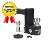 Weigh Safe SWS6-2 6" Drop Hitch, 2" Receiver 12,500 LBS GTW - Adjustable Steel Trailer Hitch Ball Mount w/Built-in Scale 2 Stainless Steel Tow Balls, Keyed Lock, Lifetime Gauge Warranty