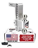 Weigh Safe LTB10-2, 10" Drop 180 Hitch w/ 2" Shank/Shaft, Adjustable Aluminum Trailer Hitch & Ball Mount, Stainless Steel Combo Ball (2" & 2-5/16") and a Double-pin Key Lock