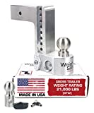 Weigh Safe WS8-3, 8" Adjustable Aluminum Drop Hitch, 3 Inch Shank, Includes: 2" & 2-5/16" Stainless Steel Balls, Built-in Scale, Double-pin Key Lock Assembly