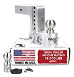 Weigh Safe WS6-2.5-BA 6" Drop Hitch, 2.5" Receiver 18,500 LBS GTW - Adjustable Aluminum Trailer Hitch Ball Mount w/Built-in Scale, 2 Stainless Steel Tow Balls, Keyed Lock, Lifetime Gauge Warranty