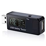 USB 3.0 Tester, Eversame IPS Color Display Digital Multimeter Voltmeter Current and Voltage Monitor, DC 5.1A/30V/150W Power Meter Tester, Test Speed of Chargers, Cables, Capacity of Power Banks-Black