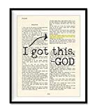 I Got This, God, Psalm 55:22, Cast Your Cares on the Lord, Christian Unframed Reproduction Art Print, Vintage Bible Verse Scripture Wall and Home Decor Poster, Encouragement Gift, 8x10 inches
