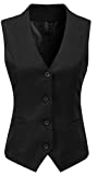 Foucome Women's Formal Regular Fitted Business Dress Suits Button Down Vest Waistcoat Black US S - Tag L