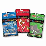 Melissa & Doug On the Go Scratch Art Activity Books Set - Safari Animals, Animal Families, Vehicles