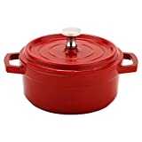 GET-CA-002 Heiss LightweightCast Aluminum Mini Dutch Oven with Lid, 8 Ounce, Red/White