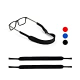 Eyeglasses Holder Strap by SQV - Premium Soft Neoprene Adjustable Sport Eyeglasses Holder for Men & Women - Glasses Cord Lanyard - Eyeglass Retainer (2, Black)