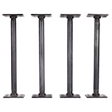 PIPE DECOR 1/2 in. X 12 in. Square Flange Table Legs (4 Pack), Industrial Steel Grey Fittings and Authentic Steel Plumbing Pipe, DIY Coffee Table Leg Kit with Hardware