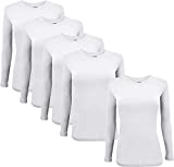 Natural Uniforms Women's Under Scrub Tee Crew Neck Long Sleeve T-Shirt 5-Multi Pack (Medium, 5 Pack- White)