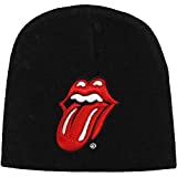 Rolling Stones The Classic Tongue Logo Black Beanie Embroidered Skully Hat