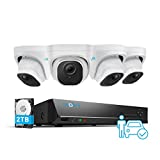 REOLINK 5MP 8CH PoE Security Camera System, 4pcs 5MP Wired PoE IP Cameras Outdoor with Person Vehicle Detection, 4K 8CH NVR with 2TB HDD for 24-7 Recording, RLK8-520D4-A