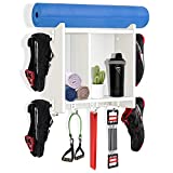 Wall Shelf Organizer for Peloton, Wall Mount Rack Shelf with Hooks for Peloton Area, Yoga Mat, Towel, Bike Shoes, Bottles, Medals and So on - Home Gym Accessories for Peloton, NordicTrack, and Echelon - White