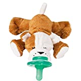 Nookums Paci-Plushies Shakies - Pacifier Holder with Built in Rattle (2 in 1)- Adapts to Name Brand Pacifiers, Suitable for All Ages, Plush Toy Includes Detachable Pacifier (Bull Dog)