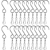 TecUnite 20 Pack Swivel Hooks Clips for Hanging Wind Spinners Wind Chimes Crystal Twisters Garden Bells Party Supply