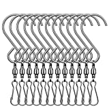 SINGARE Swivel Clip Hanging Hooks Stainless Steel for Hanging Wind Spinners Wind Chimes Crystal Twisters Party Supply-12 Pack (Swivel Hooks)