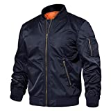 TACVASEN Men's Jackets Classic Winter Warm Thicken Bomber Sportswear Zip Pockets Navy, XL