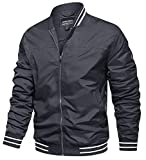 TACVASEN Bomber Jackets for Men Spring Fall Slim Fit Windbreakers Coats Jackets Grey, L