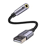 MOSWAG USB to 3.5mm Jack Audio Adapter,External Sound Card USB-A to Audio Jack Adapter with 3.5mm Aux Stereo Converter Compatible with Headset,PC,Laptop,Linux,Desktops,PS4 and More Device