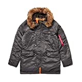 Alpha Industries N-3B Slim Fit Parka - Cold Weather Military Issue Parka - Replica Grey, M