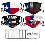 AOOPUC Texas Flag Men and Women 4pcs Face Masks Fabric Windproof Washable Mouth Cover for Outdoor Sports with Filters
