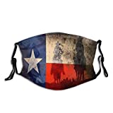 Texas Flag And Southern Cowboys Face Mask With Filter Pocket Washable Reusable Face Bandanas Balaclava With 2 Pcs Filters