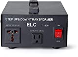 ELC T-1500+ 1500-Watt Voltage Converter Transformer - Step Up/Down - 110V/220V - Circuit Breaker Protection -Heavy Duty [3-Years Warranty]