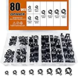 ISPINNER 80pcs Spring Band Type Fuel/Silicone Vacuum Hose Pipe Clamp, 7mm-18mm Low Pressure Air Clip Clamp 7mm 9mm 10mm 11mm 14mm 16mm 17mm 18mm (Black)