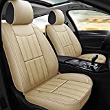 AOOG Leather Car Seat Covers, Leatherette Automotive Vehicle Cushion Cover for Cars SUV Pick-up Truck, Universal Non-Slip Vehicle Cushion Cover Waterproof Protectors , Front Pair