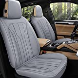 AOOG Leather Car Seat Covers, Leatherette Automotive Seat Covers for Cars SUV Pick-up Truck, Non-Slip Vehicle Car Seat Covers Universal Fit Set for Auto Interior Accessories, Front Pair, Gray