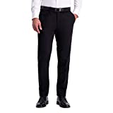 Haggar Men's Premium No Iron Khaki Slim Fit Flat Front Casual Pant, Black, 32Wx34L