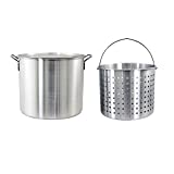 CHARD ASP60, Aluminum Stock Pot and Strainer Basket Set, Silver, 60 quart,Large