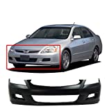 Front Plastic Bumper Cover Fascia for 2006-2007 Honda Accord Sedan EX LX SE Hybrid 06-07. New, Primed and Ready for Paint. with Fog Light Holes. HO1000235 04711SDLA90ZZ