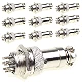 Aviation Plug Connector 10 Pairs Male Female Panel Metal Wire Connector 16mm Socket (8 Pins 10-Pack)