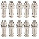 Clyxgs Aviation Plug 8-Pin 16mm Metal Male Female Panel Connector GX16-8(Pack of 10)