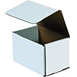 Aviditi White Corrugated Cardboard Mailing Boxes, 6 x 5 x 4 Inches, Pack of 50, Crush-Proof, for Shipping, Mailing and Storing