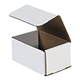 Aviditi White Corrugated Corrugated Cardboard Mailing Boxes, 6" x 4" x 3",Pack of 50, Crush-Proof, for Shipping, Mailing and Storing