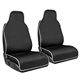 Caterpillar Waterproof Automotive Seat Covers for Cars Trucks and SUVs, 2 Pack – Durable Neoprene Seat Protectors for Front Seats, Black Seat Covers with Gray Trim