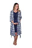 3 in 1 Maternity Labor Delivery Nursing Hospital Birthing Gown & Matching Robe (S/M pre pregnancy 2-12, Blue Gingham/Blue)