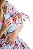 Baby Be Mine Newborn Baby Swaddle Blanket with Matching Knotted Hat, (Isla)