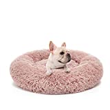MIXJOY Orthopedic Dog Bed Comfortable Donut Cuddler Round Dog Bed Ultra Soft Washable Dog and Cat Cushion Bed (23''x 23'') (Pink)