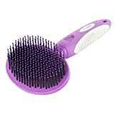 Round Bristle Pet Brush for Dogs and Cats - Gentle Grooming for Short or Long Hair - Soft Tool for Sensitive Skin Removes Dander, Dirt, and Detangles - Purple