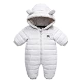 Unisex Newborn Baby Bear Bunting Hooded Jumpsuit Cotton Long Sleeve Warm Winter Suit One-Piece Outwear Outfits Coat Gray for 6-9 Months (M6)