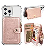 M-PlateauCard Holder with Zipper Coin Purse,Phone Wallet with Cell Phone Lanyard for Most of Smart Cell Phones (Rose Pink)