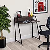 Vintage Brown Finish 2-Tier Computer Desk, Home Office Wood Sturdy Frame, Gaming Desk, Sofa Bed Table, Study Writing Table by RAAMZO